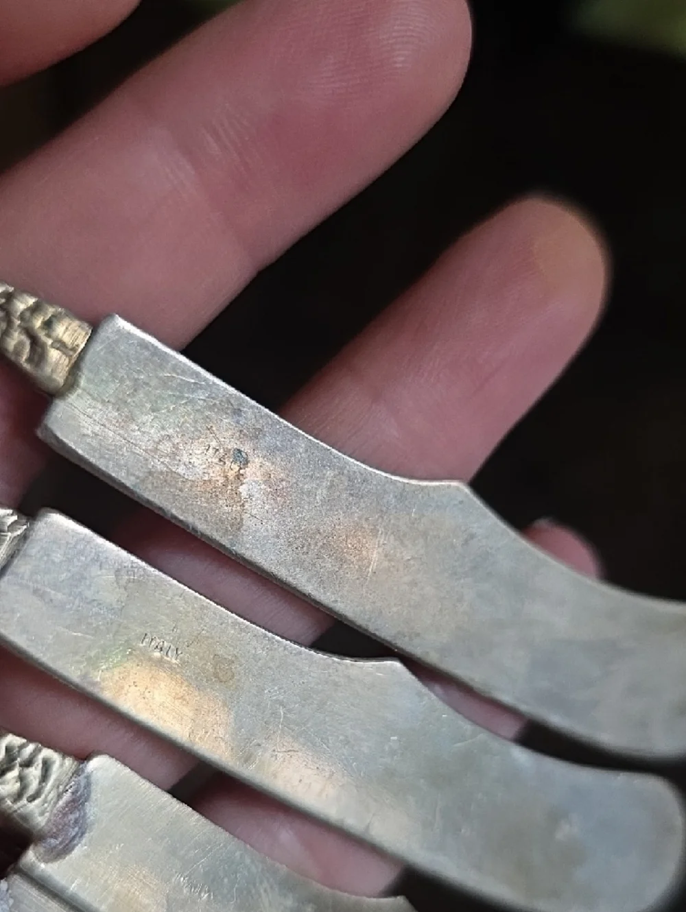 ITALY Vintage Dragon  Chees Knifs- Set of 4 - Silver Tone